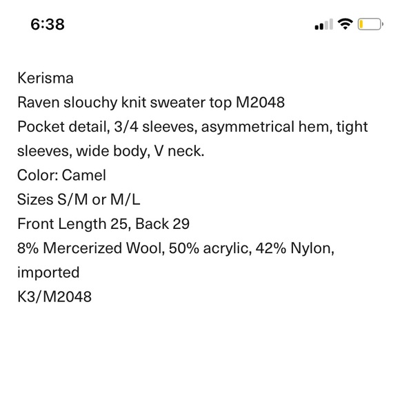 Kerisma Raven slouch‎ sweater ! Great preloved condition. In camel color - Picture 6 of 7